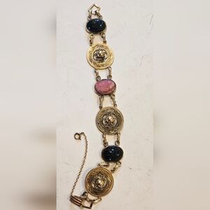 Vintage Van Dell 12k G F Scarab Medallion Bracelet